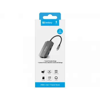 Sandberg USB-C 6in1 kelioninis dokas
