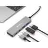 Sandberg USB-C į 2xUSB-A + 2xUSB-C šakotuvas, pilkas aliuminis