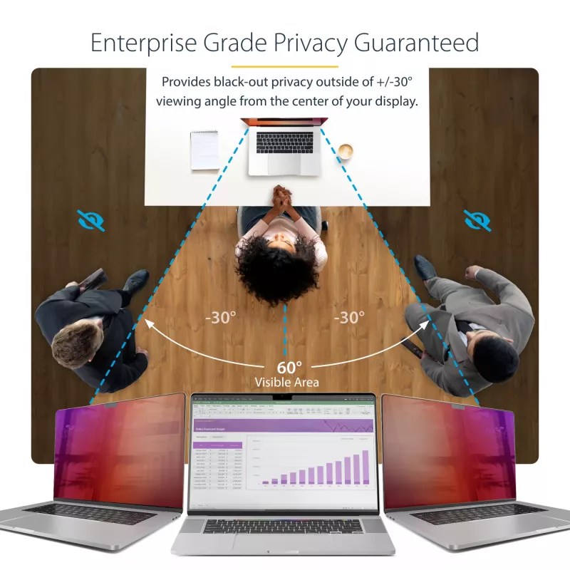 StarTech.com privatumo ekrano apsauga 14 colių MacBook Pro 21/23, auksinis filtras su sustiprinta privatumo apsauga, dvipusis ekrano apsauginis stiklas, +/- 30 laipsnių