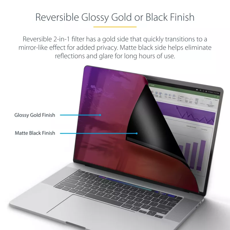 StarTech.com privatumo ekranas 16 colių MacBook Pro 21/23, auksinis filtras su sustiprinta privatumo apsauga, dvipusis ekrano apsauginis stiklas, +/- 30 laipsnių