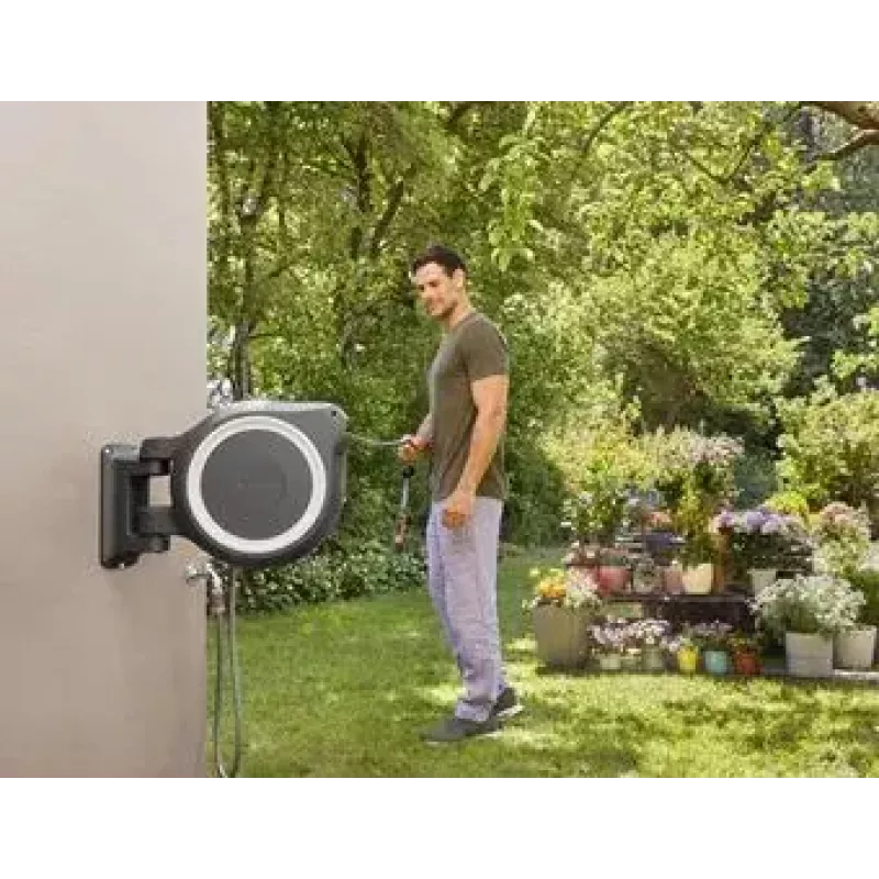 Sieninis žarnos rėmas Gardena RollUp Automatic juodai pilkas