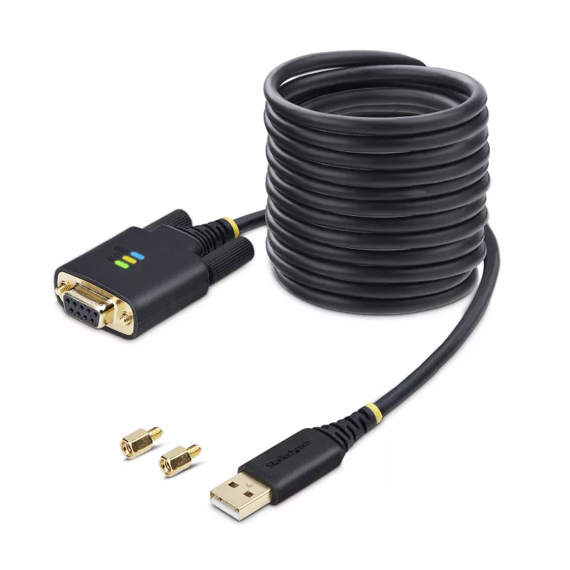 StarTech.com 10ft (3m) USB į RS232 nuosekliojo prievado adapterio laidas, keičiami DB9 varžtai/veržlės, COM išlaikymas, USB-A į RS232, FTDI, 4 lygio ESD apsauga, Windows/macOS/ChromeOS/Linux – tvirta TPE konstrukcija