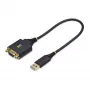 StarTech.com 1ft (30cm) USB į Null Modem nuoseklųjį adapterio kabelis, COM išlaikymas, FTDI, USB-A į DB9 RS232, keičiamos DB9 veržlės/varžtai, Windows/macOS/Linux