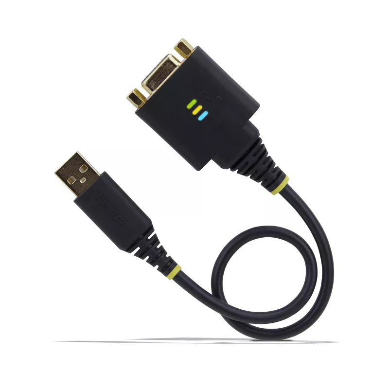 StarTech.com 1ft (30cm) USB į Null Modem nuoseklųjį adapterio kabelis, COM išlaikymas, FTDI, USB-A į DB9 RS232, keičiamos DB9 veržlės/varžtai, Windows/macOS/Linux