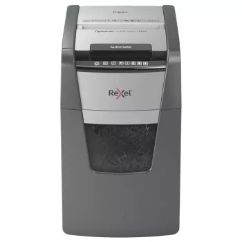 Rexel Optimum AutoFeed+ 150M popieriaus smulkintuvas, mikro pjūvis, 55 dB, 22 cm, juoda, pilka