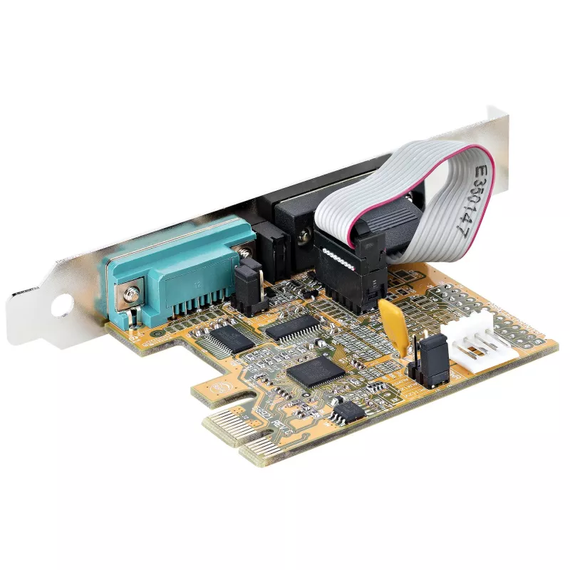 StarTech.com 2 prievadų PCI Express serijinė kortelė, dviejų prievadų PCIe į RS232 (DB9) serijinė kortelė, 16C1050 UART, standartiniai arba žemo profilio laikikliai, COM išlaikymas, skirta Windows ir Linux