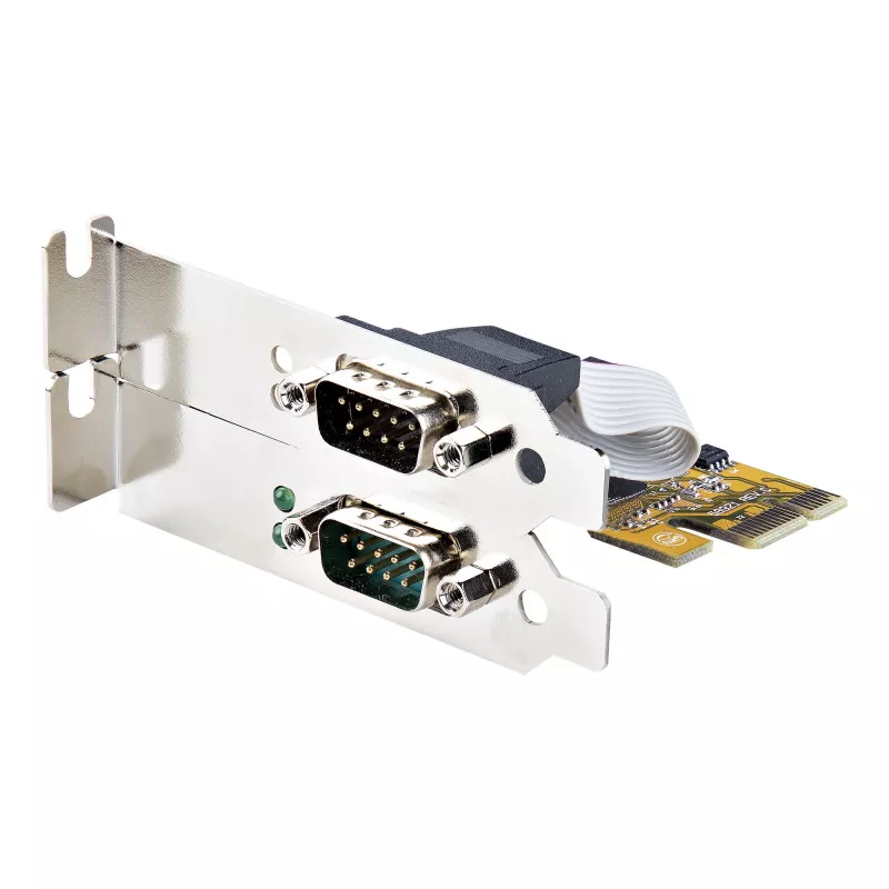 StarTech.com 2 prievadų PCI Express serijinė kortelė, dviejų prievadų PCIe į RS232 (DB9) serijinė kortelė, 16C1050 UART, standartiniai arba žemo profilio laikikliai, COM išlaikymas, skirta Windows ir Linux