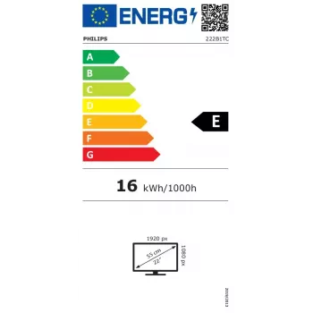 Philips B Line 222B1TC/00 monitorius 54,6 cm (21,5 colio) 1920 x 1080 pikselių Full HD LED jutiklinis ekranas juodas