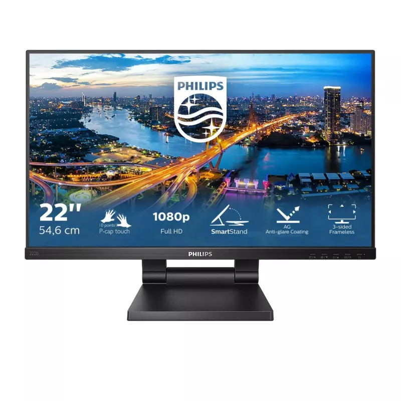 Philips B Line 222B1TC/00 monitorius 54,6 cm (21,5 colio) 1920 x 1080 pikselių Full HD LED jutiklinis ekranas juodas