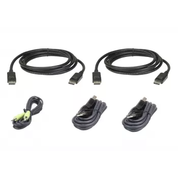 ATEN USB DisplayPort Dual Display Secure KVM kabelių rinkinys, 1,8 m