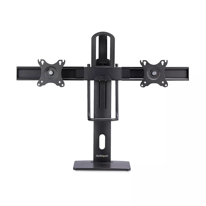 StarTech.com 2MC1S-MONITOR-STAND Crossbar stalo laikiklis dviem monitoriams 17–27 colių, VESA, plastikas/aliuminis/plienas, juodas