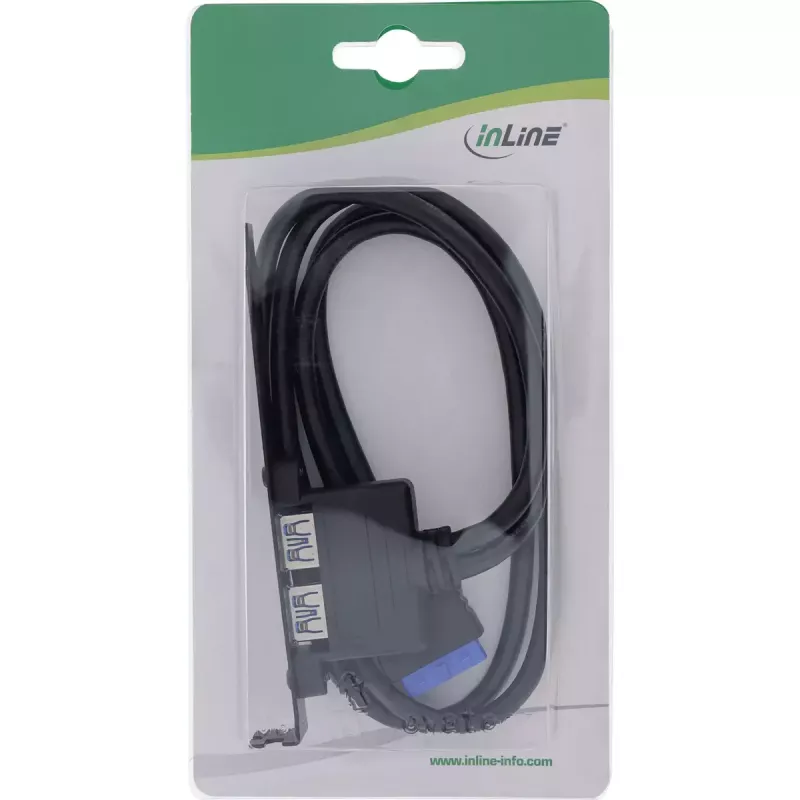 InLine laikiklis 2x USB 3.0 A lizdai / vidinė pagrindinės plokštės jungtis 0,5 m