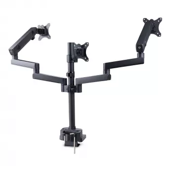 StarTech.com Trijų monitorių stalinis laikiklis iki 27 colių ekranams, VESA 75x75/100x100, reguliavimas be įrankių, C-spaustuvas/grometinis tvirtinimas, spyruoklinės rankos