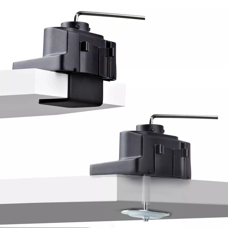 StarTech.com Trijų monitorių stalinis laikiklis iki 27 colių ekranams, VESA 75x75/100x100, reguliavimas be įrankių, C-spaustuvas/grometinis tvirtinimas, spyruoklinės rankos