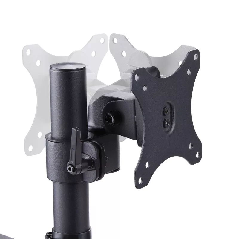 StarTech.com Trijų monitorių stalinis laikiklis iki 27 colių ekranams, VESA 75x75/100x100, reguliavimas be įrankių, C-spaustuvas/grometinis tvirtinimas, spyruoklinės rankos