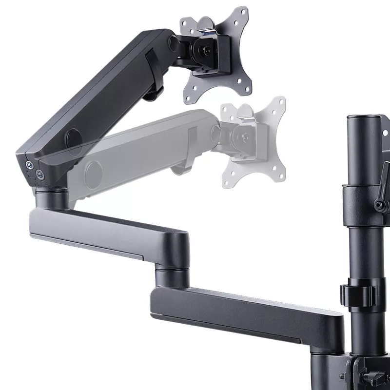 StarTech.com Trijų monitorių stalinis laikiklis iki 27 colių ekranams, VESA 75x75/100x100, reguliavimas be įrankių, C-spaustuvas/grometinis tvirtinimas, spyruoklinės rankos