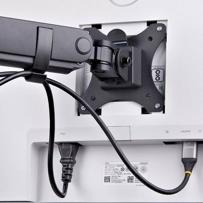 StarTech.com Trijų monitorių stalinis laikiklis iki 27 colių ekranams, VESA 75x75/100x100, reguliavimas be įrankių, C-spaustuvas/grometinis tvirtinimas, spyruoklinės rankos