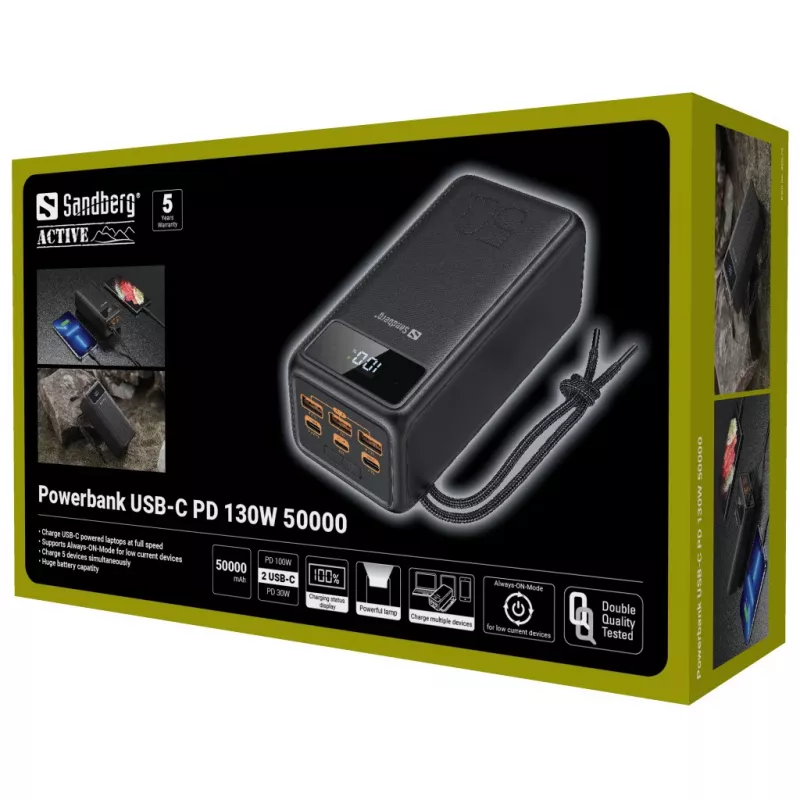 Nešiojamas maitinimo blokas Sandberg USB-C PD 130W 50000mAh