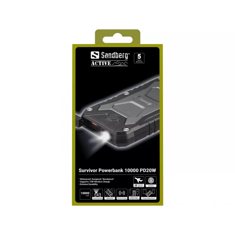 Nešiojamas Powerbank Sandberg Survivor 10000 PD20W, 10000 mAh