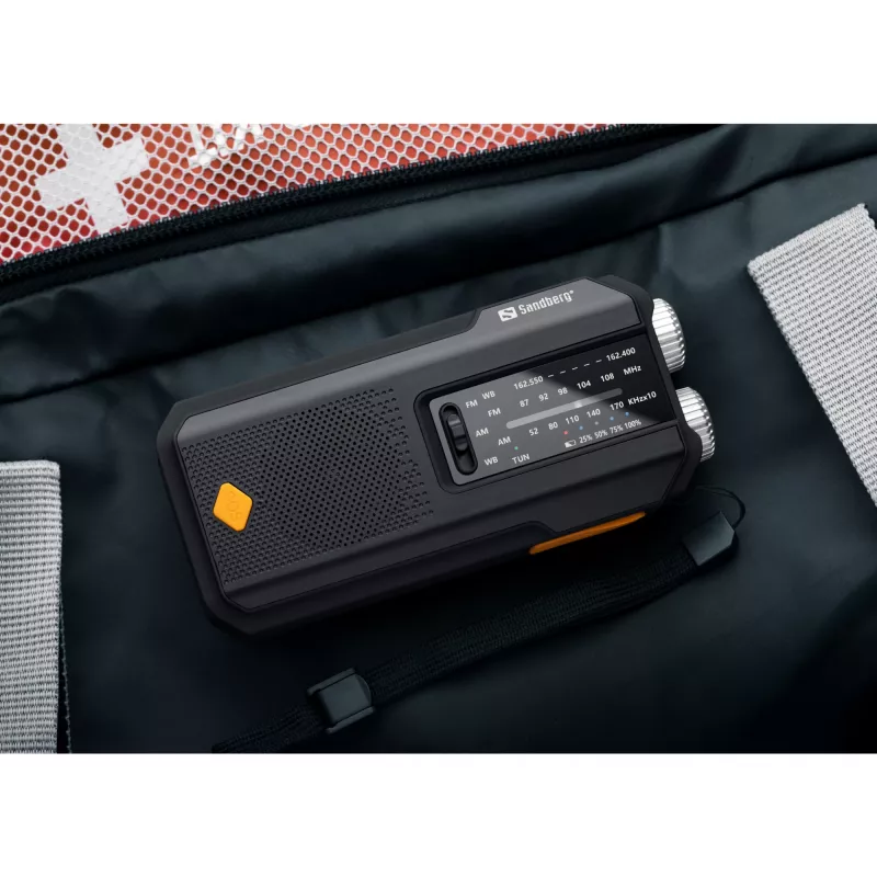 Sandberg Survivor Radio All-in-1 2000, nešiojamas, AM, FM, 87-180 MHz, 520-1710 kHz, 3 W, analoginis