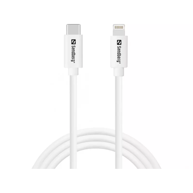 Sandberg 20W USB-C PD sieninis įkroviklis su integruotu Lightning kabeliu 1m, baltas
