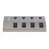 StarTech.com 4 prievadų USB-C centras su atskirais jungikliais, USB 3.0 5Gbps, maitinimo adapteriu, USB-C į USB-A, su BC 1.2