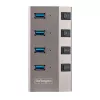 StarTech.com 4 prievadų USB-C centras su atskirais jungikliais, USB 3.0 5Gbps, maitinimo adapteriu, USB-C į USB-A, su BC 1.2