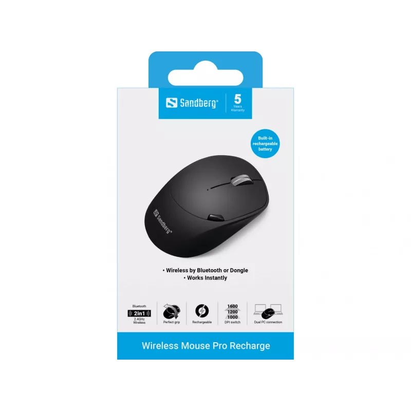 Sandberg Wireless Mouse Pro Recharge RF Wireless + Bluetooth pelė
