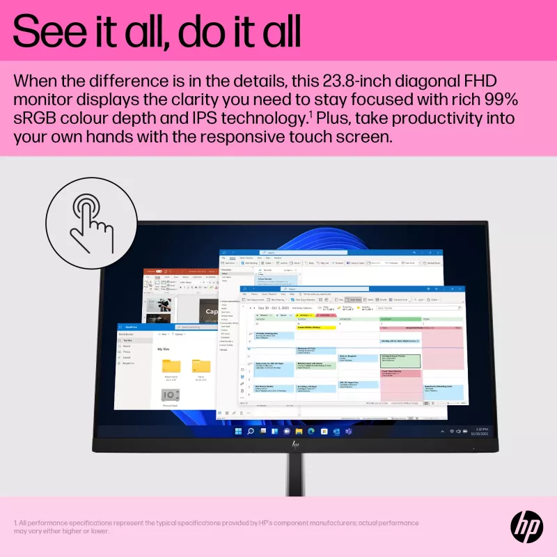 Monitoris HP E24t G5 23,8 col. liečiamasis Full HD LCD 1920x1080