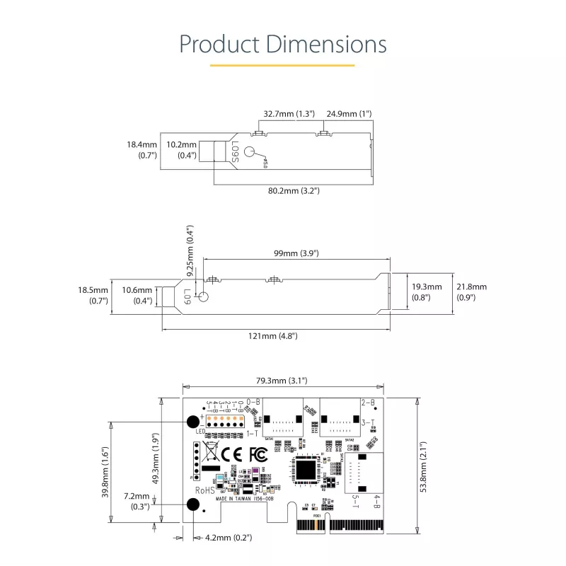 StarTech.com 6 prievadų SATA PCIe kortelė - 6Gbps - Žemo/viso profilio - Sukrautos SATA jungtys - ASM1166 be RAID - PCI Express į SATA adapteris