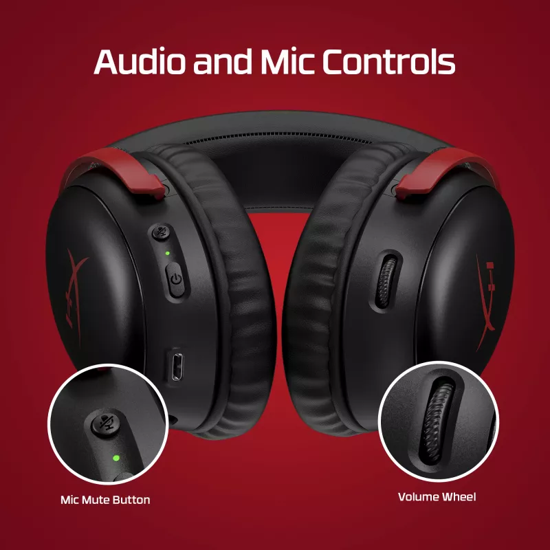 HyperX Cloud III Wireless – Belaidės žaidimų ausinės, Juoda/Raudona