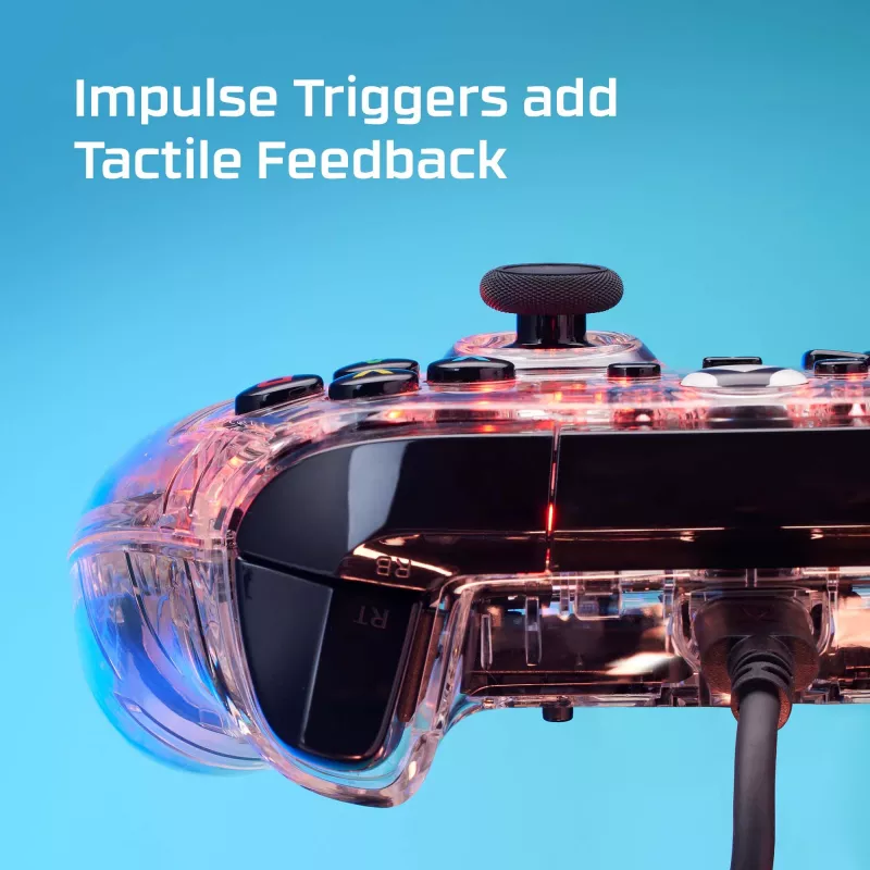 HyperX Clutch Gladiate – Laidinis žaidimų valdiklis su RGB apšvietimu, Xbox, skaidrus
