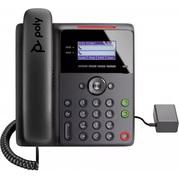 IP telefonas Poly Edge B20 — 2 linijos, PoE, LCD 2,8 colio (7,11 cm), Gigabit Ethernet, laidinis ragelis, juoda spalva