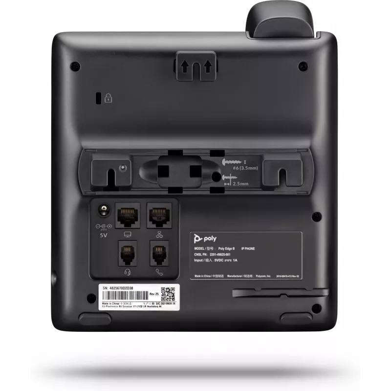 IP telefonas Poly Edge B20 — 2 linijos, PoE, LCD 2,8 colio (7,11 cm), Gigabit Ethernet, laidinis ragelis, juoda spalva