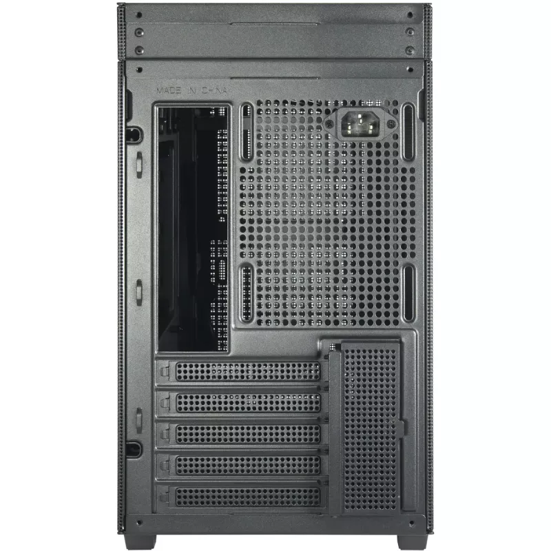Korpusas PC Mini Tower INTER-TECH IM-2 Expander, Mini-ITX/Micro ATX, palaiko ATX/SFX maitinimo šaltinius, 2,5 colio ir 3,5 colio diskus, priekiniai/viršutiniai ventiliatoriai 120/140 mm, juodas