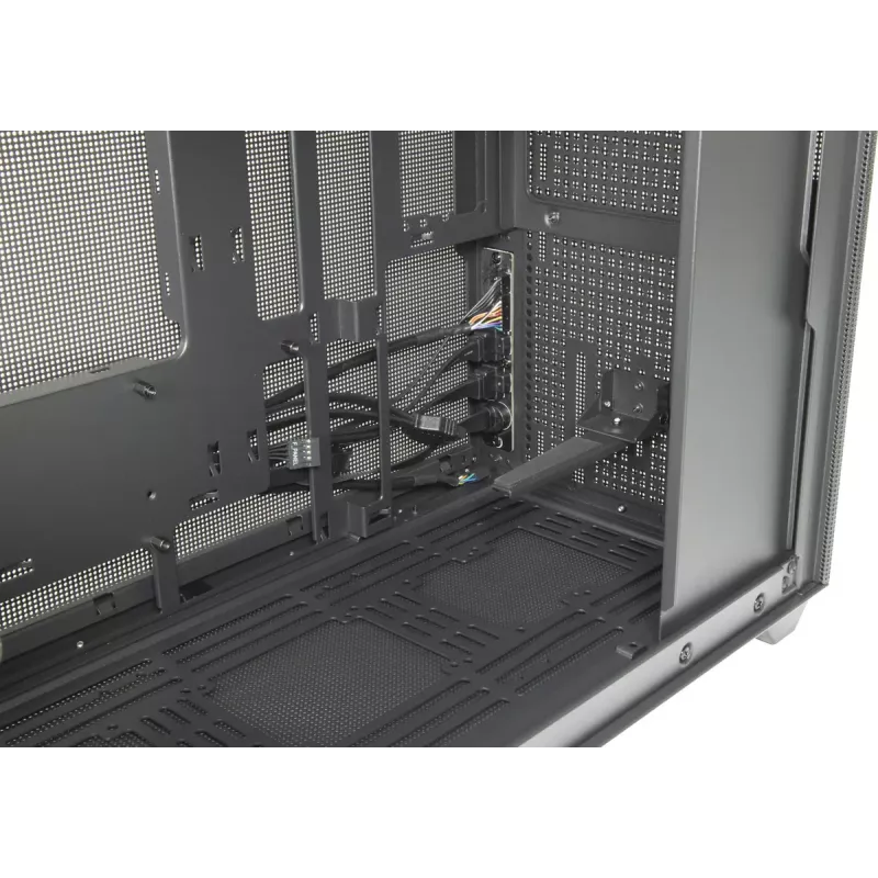 Korpusas PC Mini Tower INTER-TECH IM-2 Expander, Mini-ITX/Micro ATX, palaiko ATX/SFX maitinimo šaltinius, 2,5 colio ir 3,5 colio diskus, priekiniai/viršutiniai ventiliatoriai 120/140 mm, juodas