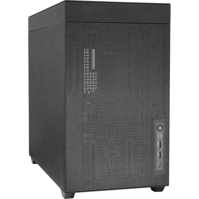 Korpusas PC Mini Tower INTER-TECH IM-2 Expander, Mini-ITX/Micro ATX, palaiko ATX/SFX maitinimo šaltinius, 2,5 colio ir 3,5 colio diskus, priekiniai/viršutiniai ventiliatoriai 120/140 mm, juodas