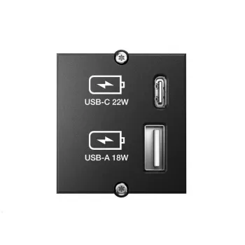 Kištukinis lizdas su USB A ir USB C Bachmann 917.227 juodas IP20 250V