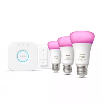 Philips Hue White and Colour Ambience pradinis rinkinys – 3× E27 11W lemputės, Bluetooth/Zigbee, reguliatorius