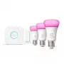 Philips Hue White and Colour Ambience pradinis rinkinys – 3× E27 11W lemputės, Bluetooth/Zigbee, reguliatorius