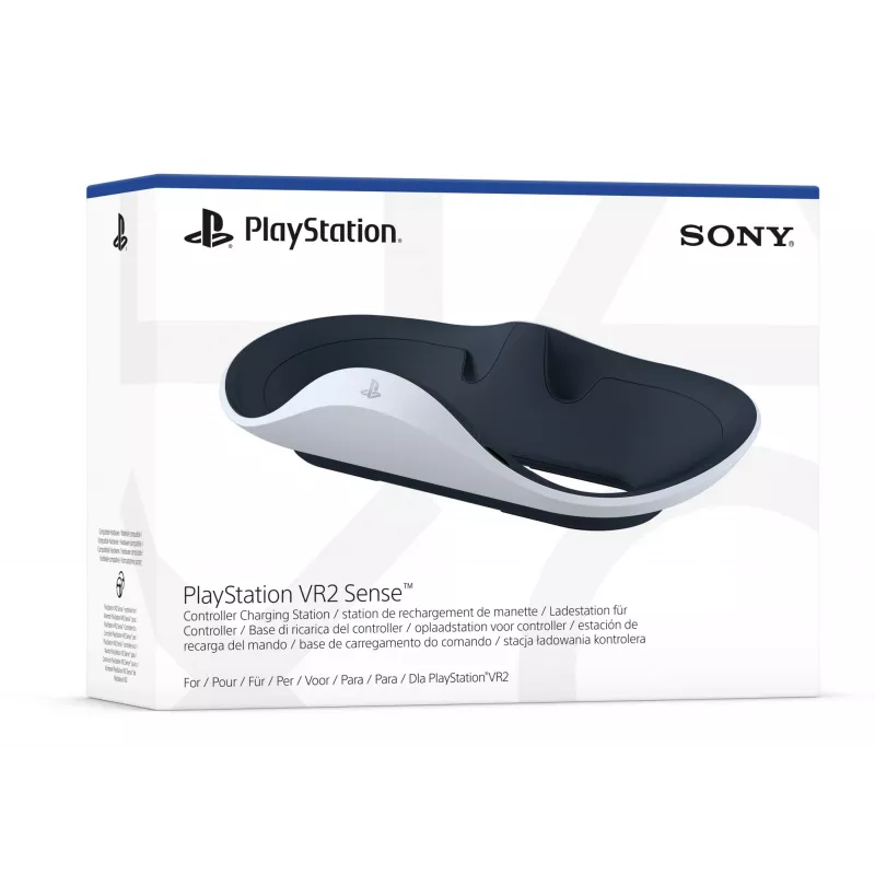 Įkrovimo stovelis Sony 9480693 žaidimų pultui – PlayStation 5, 5,1V/2,8A, juoda/balta, 241×136×58 mm