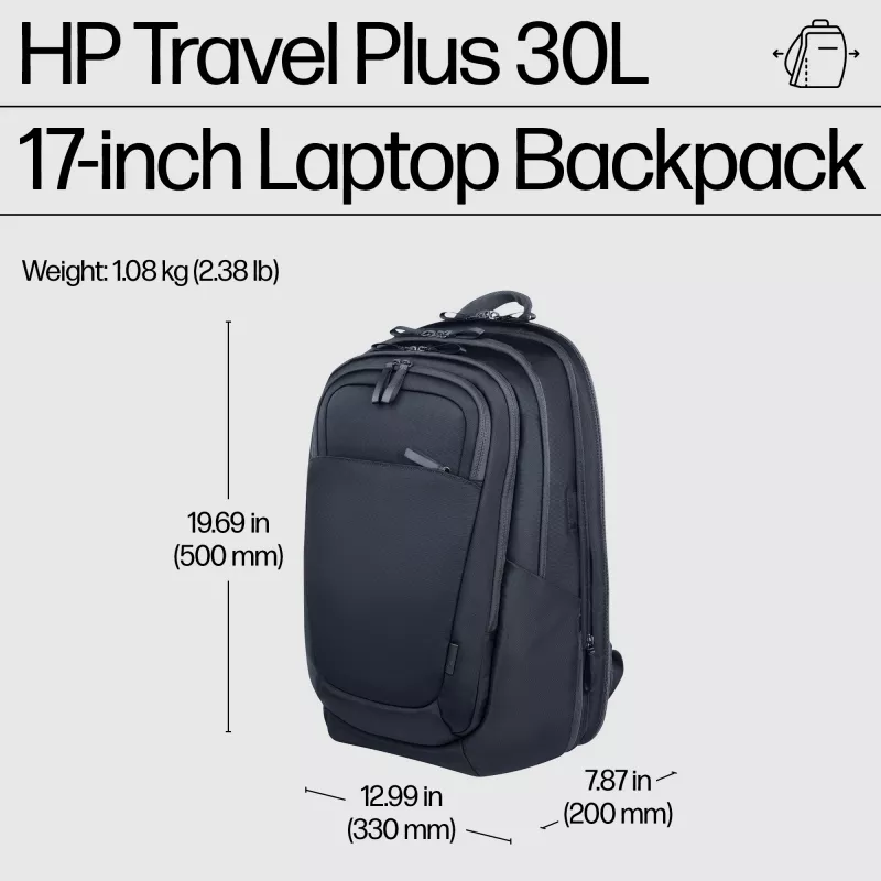 HP Travel Plus 30L 17 colių nešiojamojo kompiuterio kuprinė
