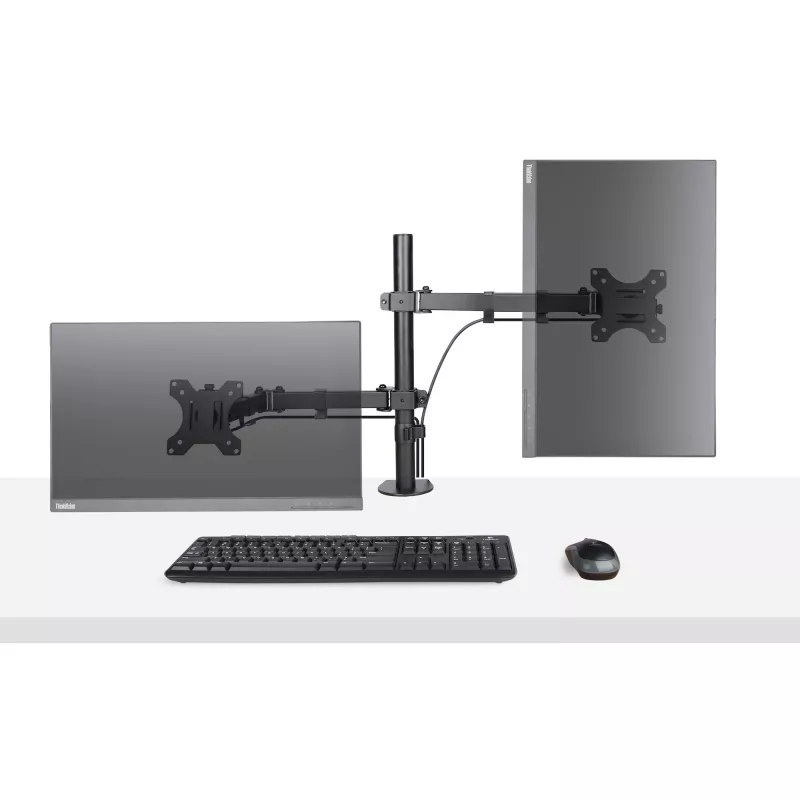 StarTech.com Monitor Laikiklis su VESA Nešiojamo Kompiuterio Padėklu, Nešiojamam Kompiuteriui (4,5 kg) ir Vienam Ekranui iki 32 colių (8 kg), Juodas, Vėdinamas Padėklas, Reguliuojamas Laikiklis, C-spaustuvo/Angos Tvirtinimas