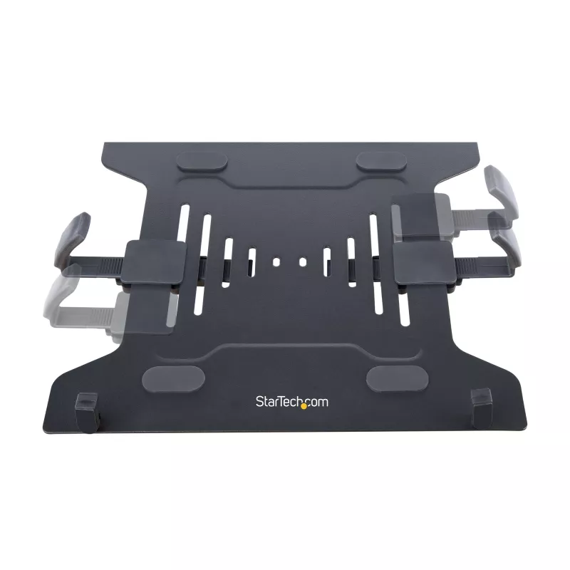 StarTech.com Monitor Laikiklis su VESA Nešiojamo Kompiuterio Padėklu, Nešiojamam Kompiuteriui (4,5 kg) ir Vienam Ekranui iki 32 colių (8 kg), Juodas, Vėdinamas Padėklas, Reguliuojamas Laikiklis, C-spaustuvo/Angos Tvirtinimas