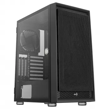 Aerocool Graphite v1 Mid Tower kompiuterio korpusas su grūdinto stiklo šonu, juodas