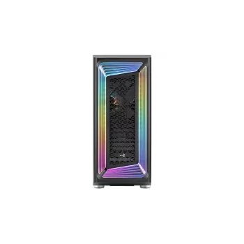 Aerocool Interstellar-G-BK-v1 Midi Tower kompiuterio korpusas, ATX/Micro-ATX/Mini-ITX, ARGB, grūdintas stiklas, juodas