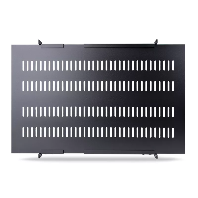 StarTech.com ADJSHELFHDV 1U reguliuojama ventiliuojama serverių spintos lentyna, sustiprinta, 150 kg, reguliuojamas montavimo gylis 49,5–97,4 cm (19,5–38 col.), 19 col., juoda
