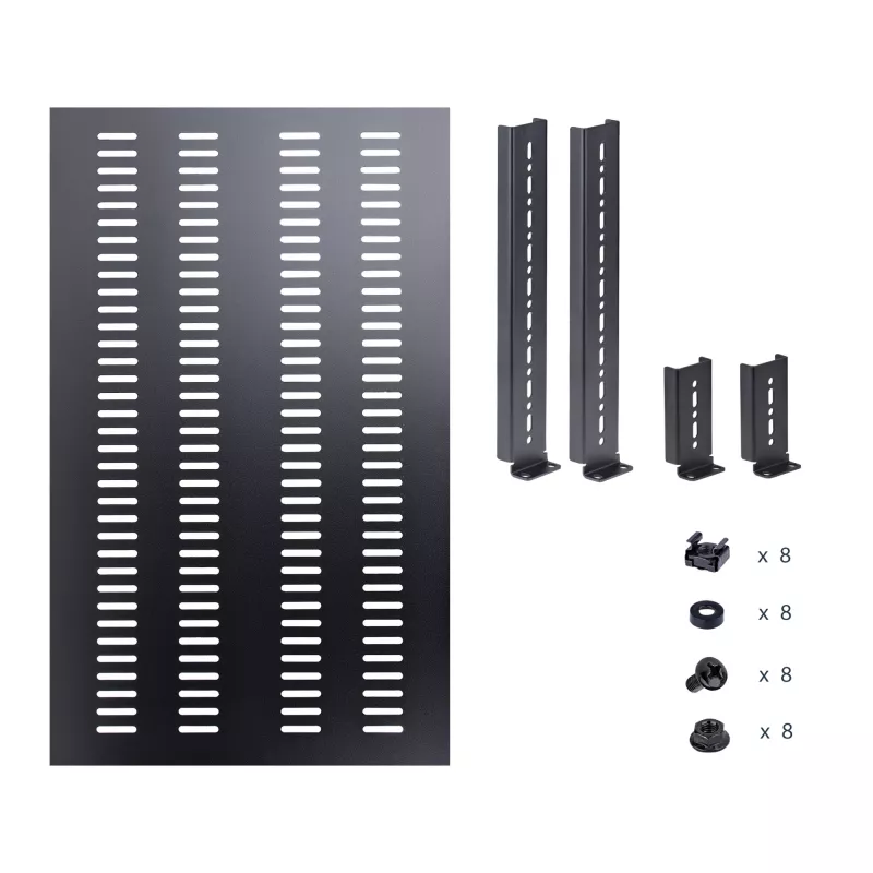 StarTech.com ADJSHELFHDV 1U reguliuojama ventiliuojama serverių spintos lentyna, sustiprinta, 150 kg, reguliuojamas montavimo gylis 49,5–97,4 cm (19,5–38 col.), 19 col., juoda