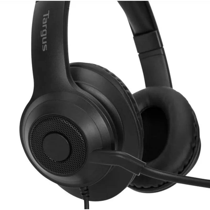 Targus AEH102GL ausinės su mikrofonu, laidinės, ant galvos, skambučiams ir muzikai, USB Type-A, juodos