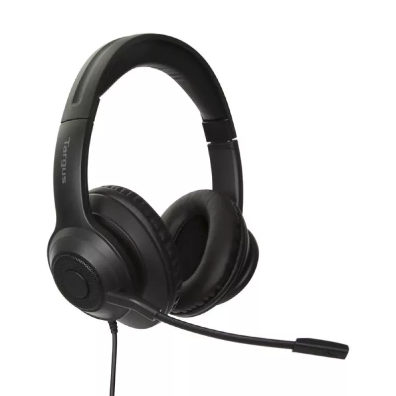 Targus AEH102GL ausinės su mikrofonu, laidinės, ant galvos, skambučiams ir muzikai, USB Type-A, juodos